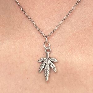 NEW Sterling Silver Leaf 420 Pendant Necklace